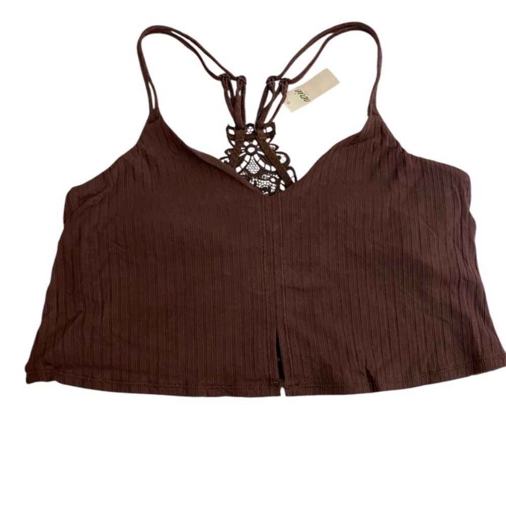 Aerie Ribbed Crop Top Racerback Tank Bralette in Chocolate NWT